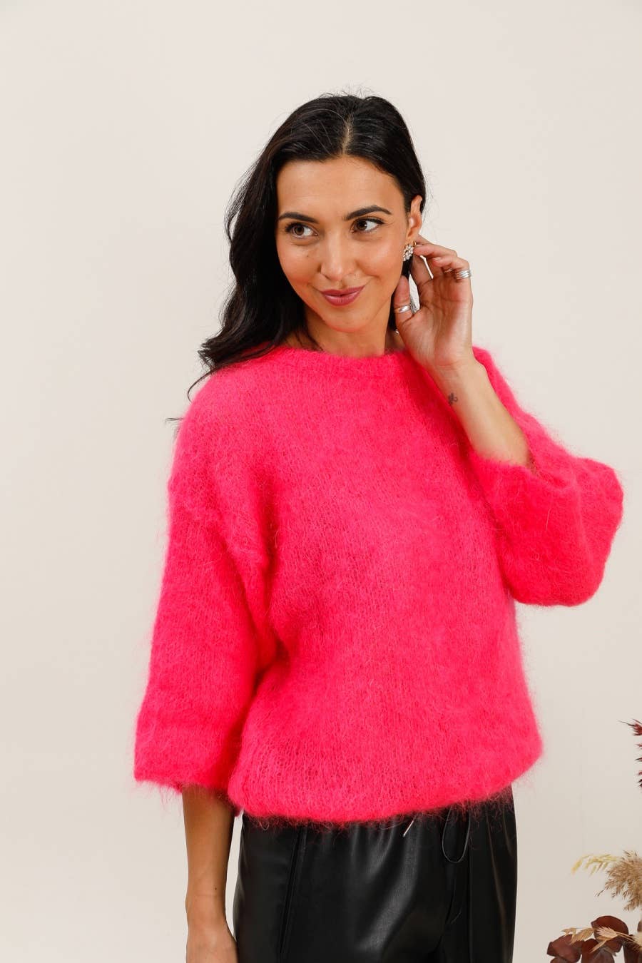 Mohair-Pullover - Fuchsia - One Size