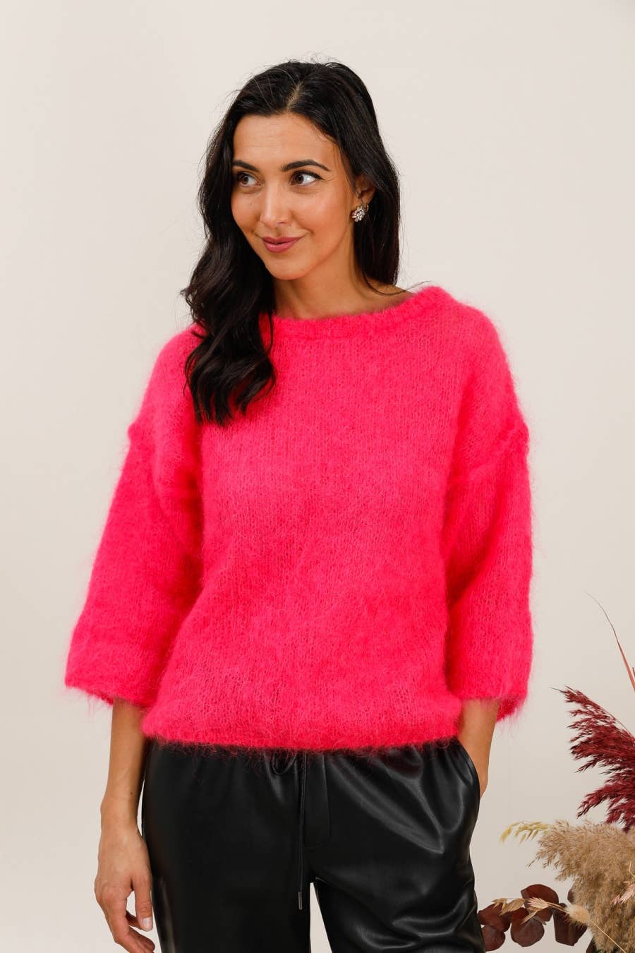 Mohair-Pullover - Fuchsia - One Size