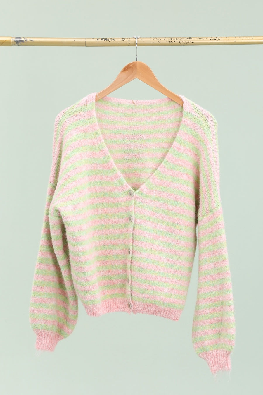 Isemarkt Cardigan rosa / hellgrün