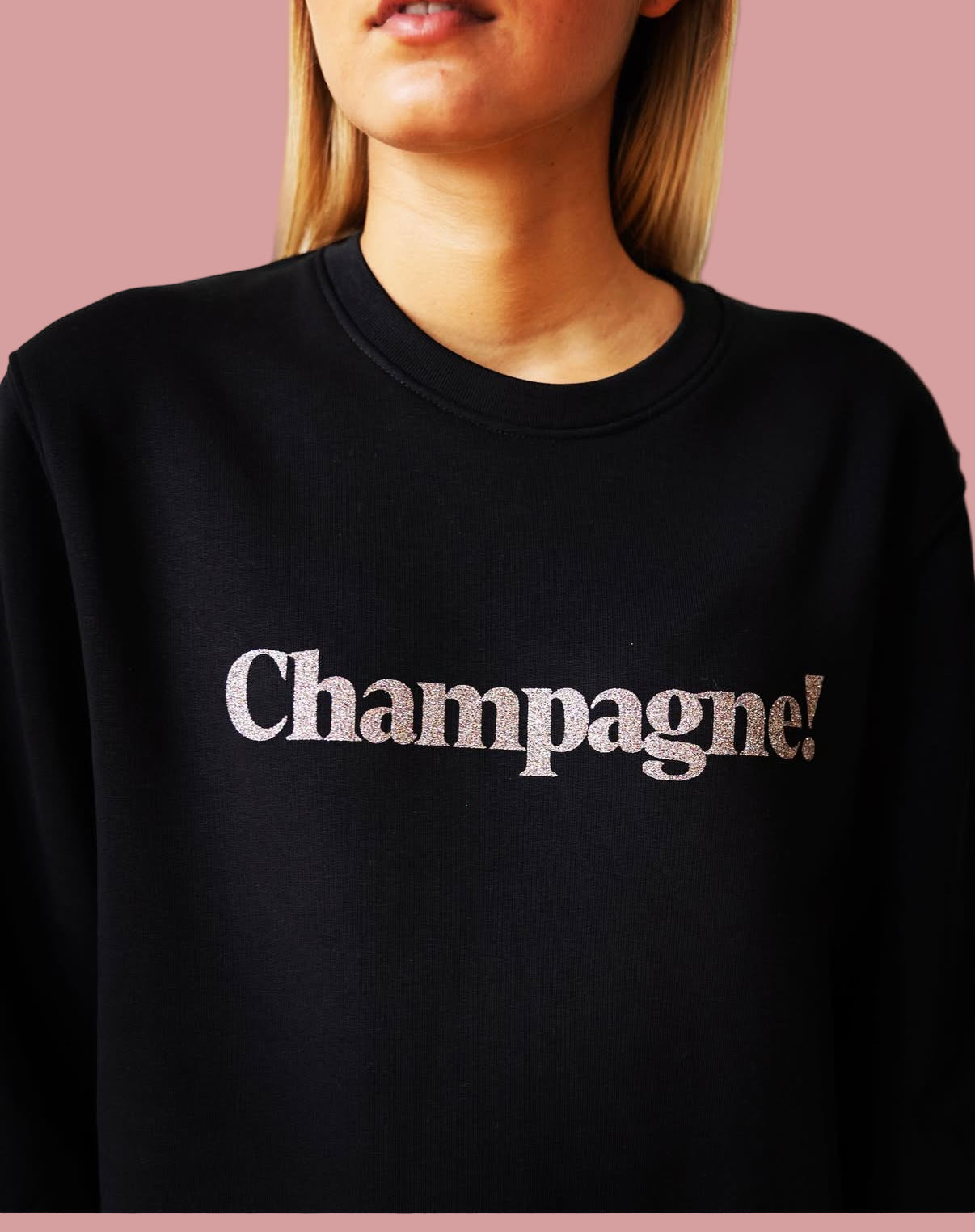 Sweatshirt - champagne- schwarz glitzer