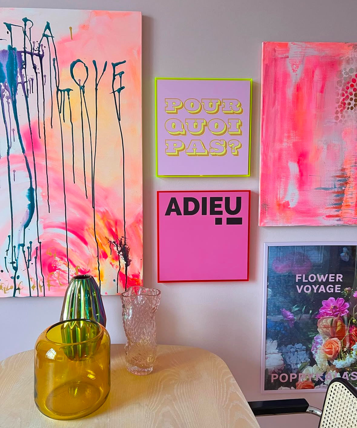 EXKLUSIV: Druck in NEONRAHMEN - Pour quoi pas - Plexiglas handgefertigt -