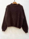 Mohair-Pullover - BRAUN- One Size
